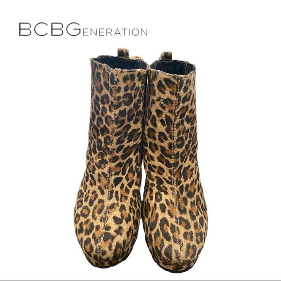 BDBGeneration Cheetah Animal Print Platform Wedge Ankle Boots Booties 7.5 - Picture 4 of 6
